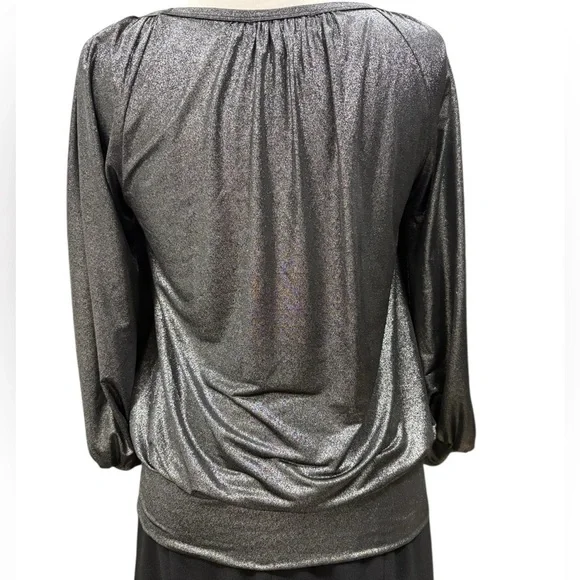 Karen Kane Black Metallic Shimmery Pullover Blouse - Picture 6 of 9